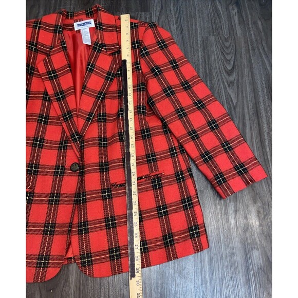 Vintage Prophecy Sag Harbor 90s Plaid Red Black Oversize Blazer Size 14 L/XL - Picture 5 of 11